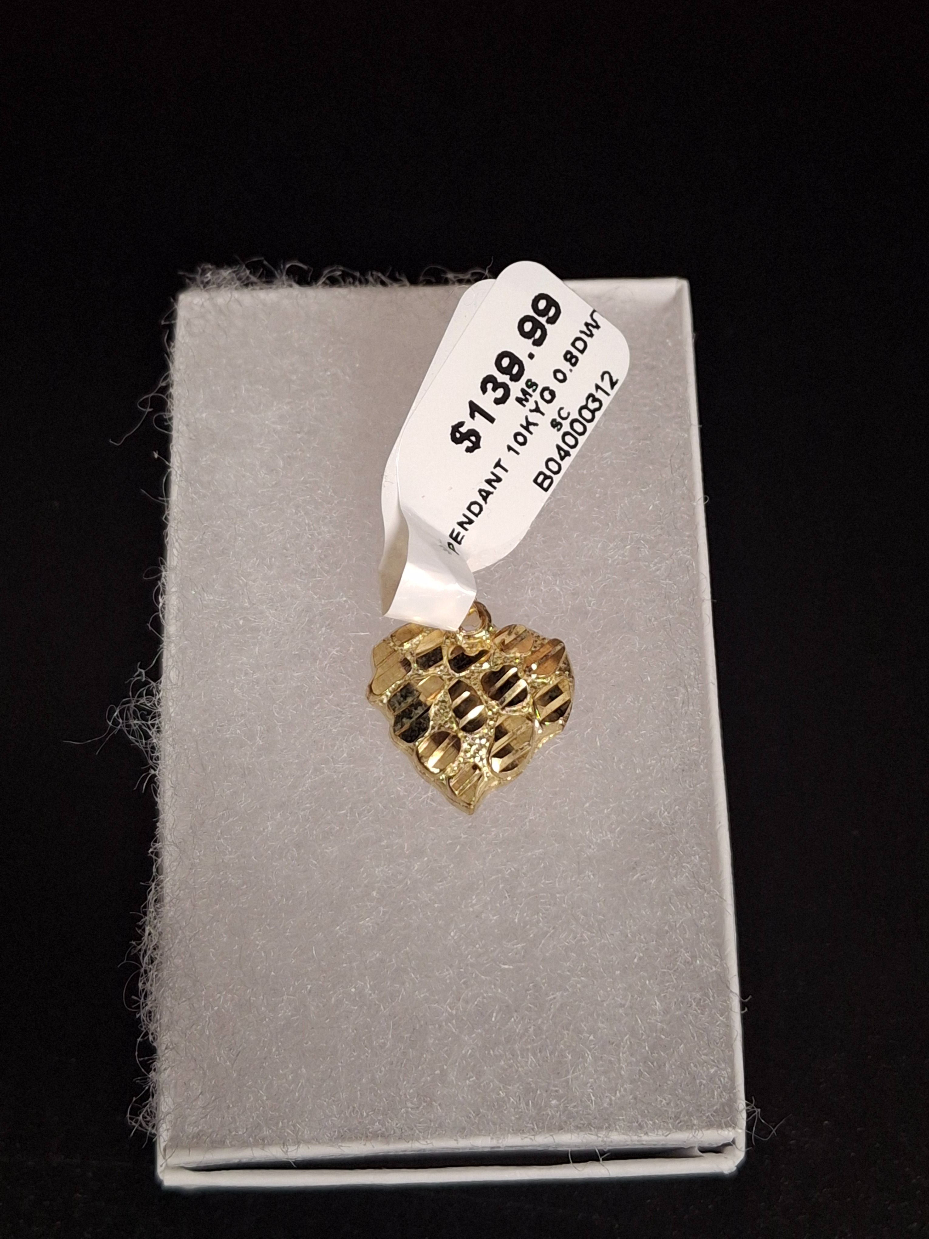 GOLD PENDANT: 0.8DWT 10K-Y/G, NUGGET PENDANT