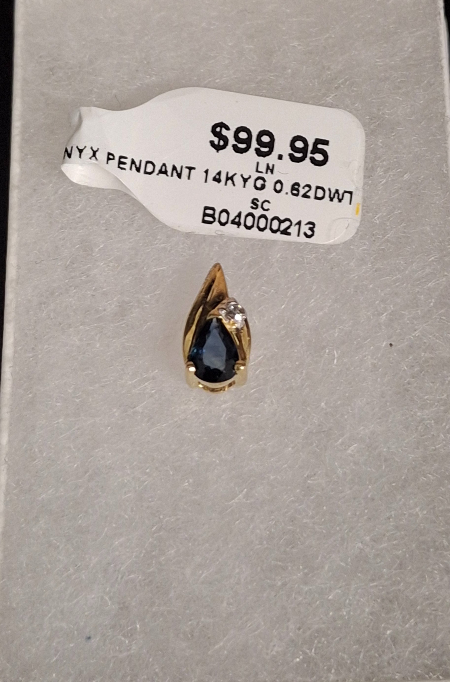 GOLD-STONE PENDANT: 0.62DWT 14K-Y/G, 1-ROUND CUT ONYX 0.36CTW