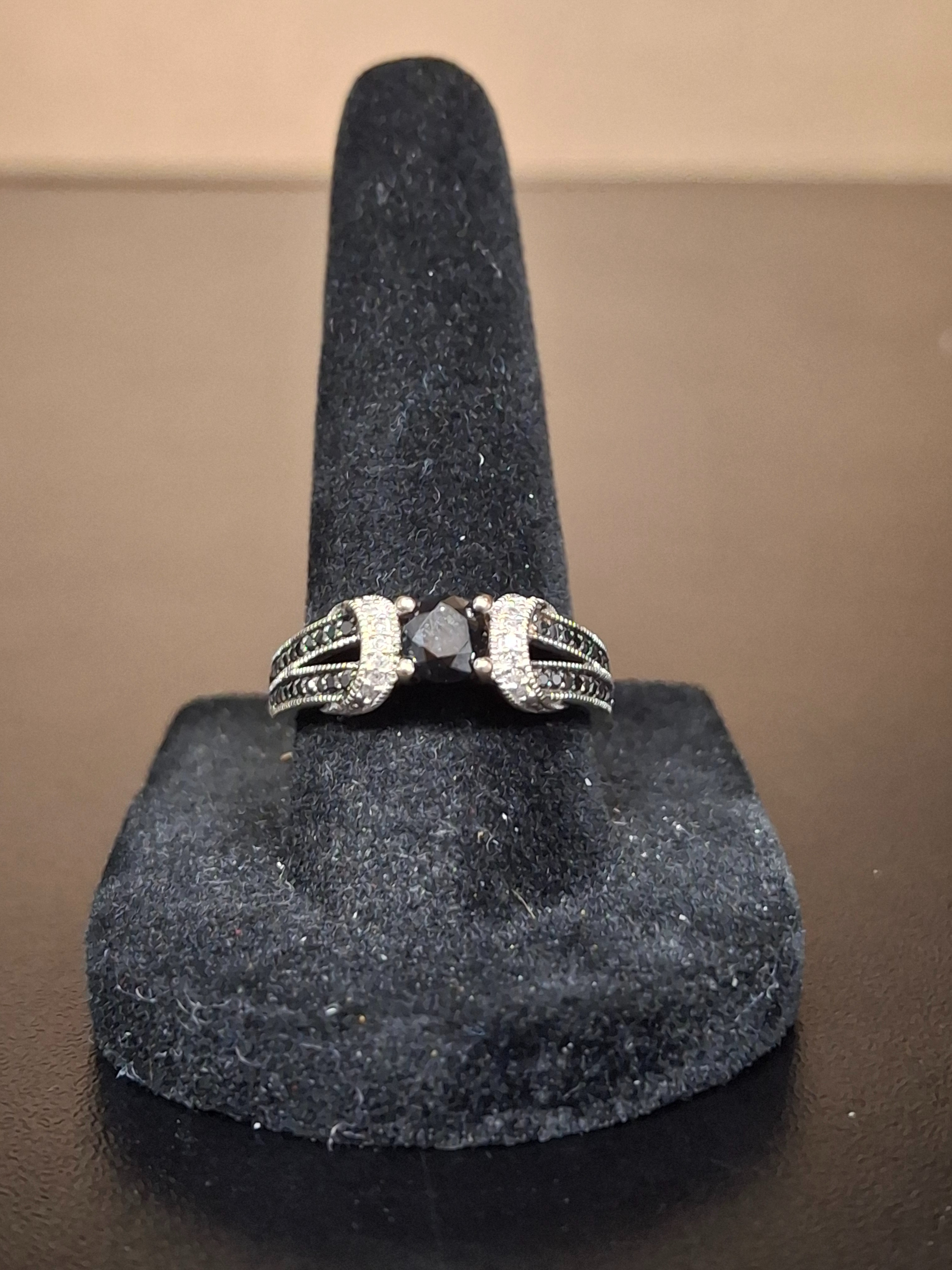 LADY'S GOLD RING: 2.15DWT 10K-W/G SIZE:7.75, LADY'S WG SAPPHIRE RING