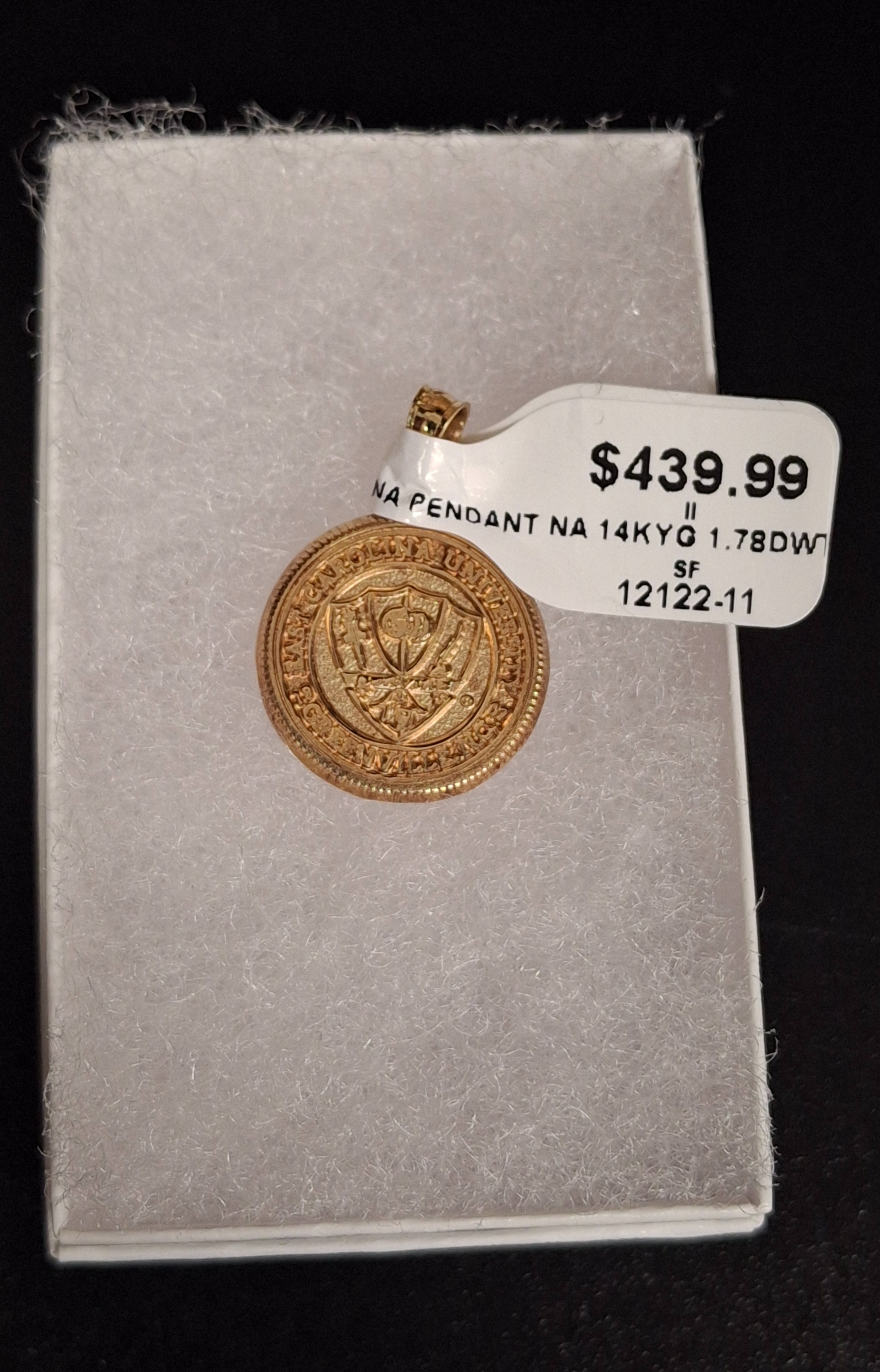 GOLD PENDANT: NA MODEL NA: 1.78DWT 14K-Y/G, SMALL ROUND ECU SEAL PEANDANT