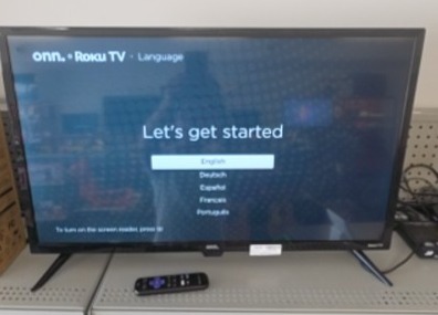 FLAT PANEL TELEVISION: ONN MODEL 100012589 - ROKU, SERIAL NUMBER MD241932C32095645, YES - INCLUDES ORIGINAL FACTORY REMOTE, 32 INCH SCREEN, NOT SPECIFIED