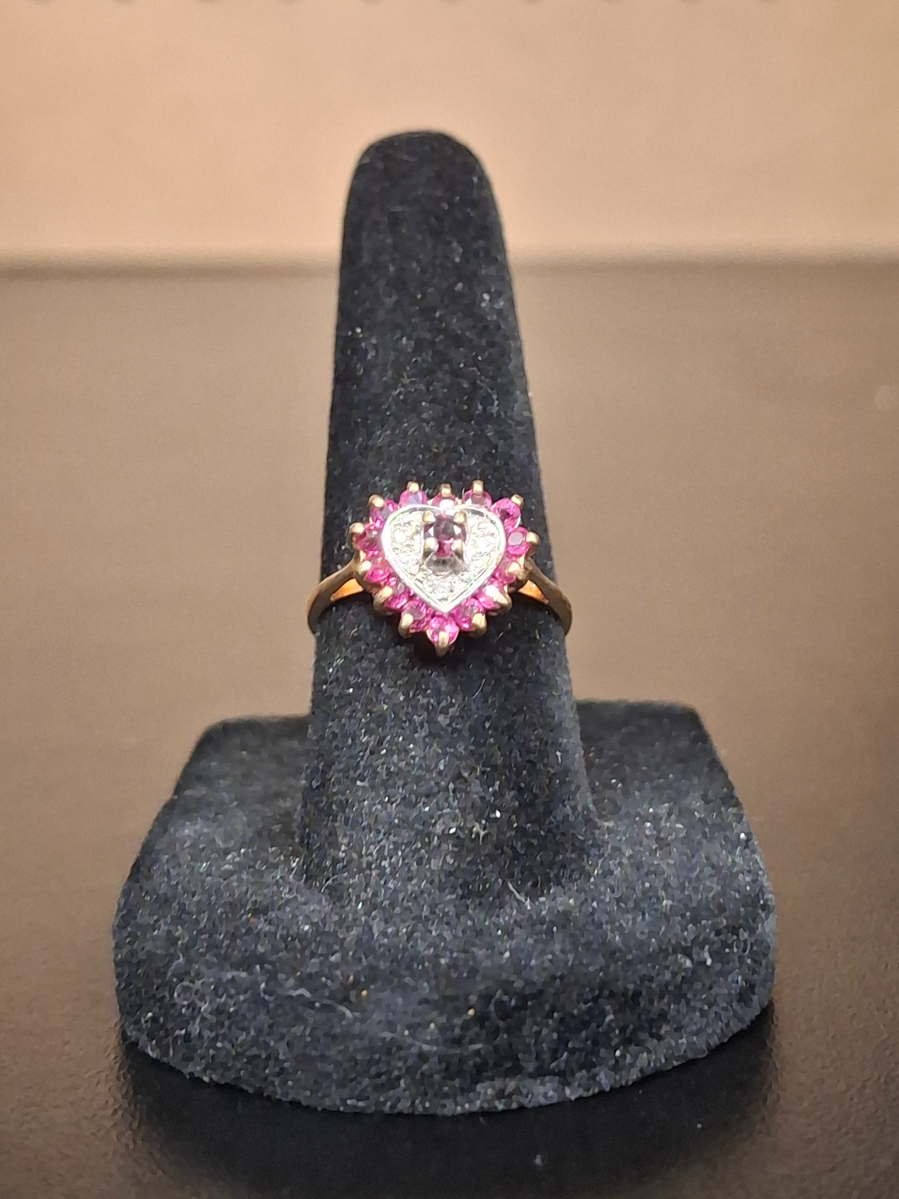 LADY'S GOLD RING: 1.27DWT 10K-Y/G, LADY'S GREEN STONE RING, LADY'S RED STONE RING